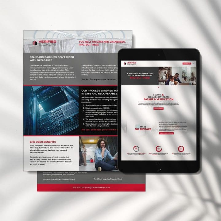 Verified Backups Website and Sell Sheet Design