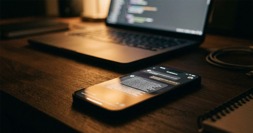 Smartphone displaying AI chat response representing generative engine optimization and how small businesses get found or missed in AI search results